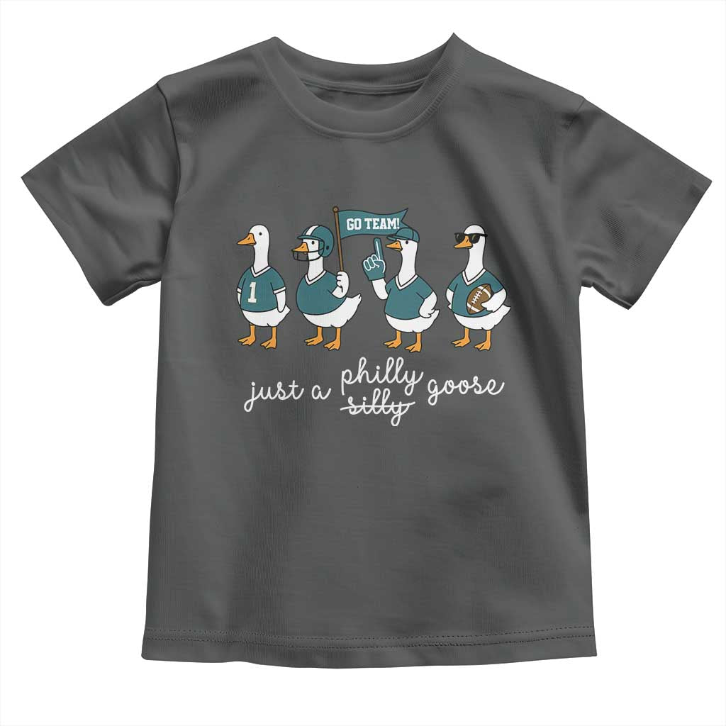 Funny Just A Silly Goose Football Toddler T Shirt PFE Sport Lover Game Day TS11 Dark Heather Print Your Wear
