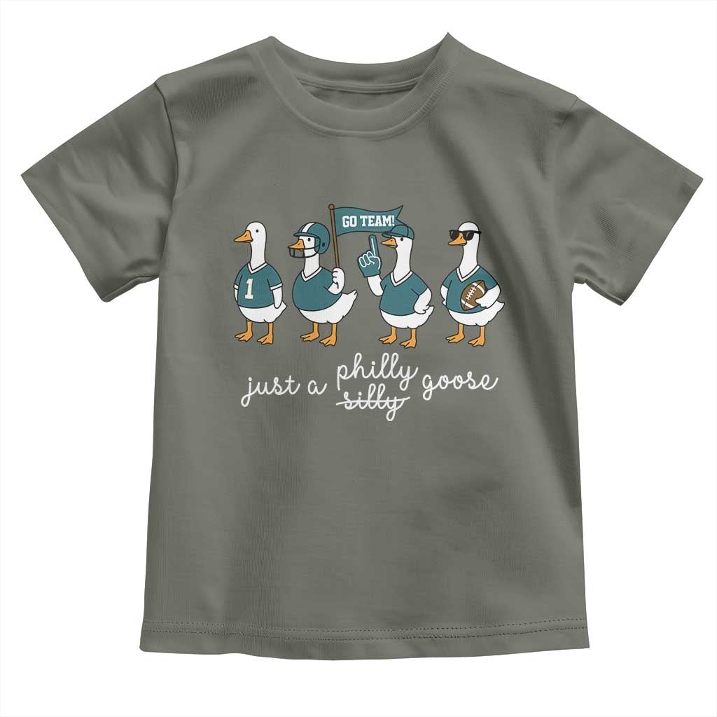 Funny Just A Silly Goose Football Toddler T Shirt PFE Sport Lover Game Day TS11 Military Green Print Your Wear