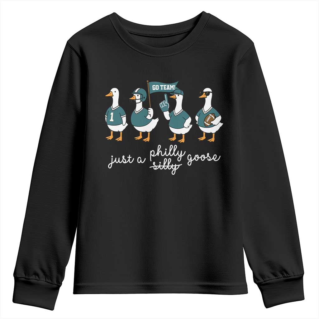 Funny Just A Silly Goose Football Youth Sweatshirt PFE Sport Lover Game Day TS11 Black Print Your Wear