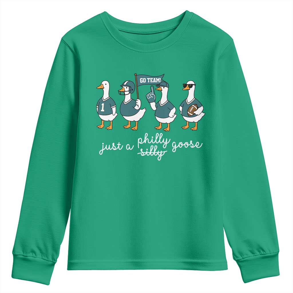 Funny Just A Silly Goose Football Youth Sweatshirt PFE Sport Lover Game Day TS11 Irish Green Print Your Wear