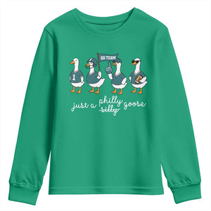 Funny Just A Silly Goose Football Youth Sweatshirt PFE Sport Lover Game Day TS11 Irish Green Print Your Wear