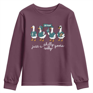 Funny Just A Silly Goose Football Youth Sweatshirt PFE Sport Lover Game Day TS11 Maroon Print Your Wear