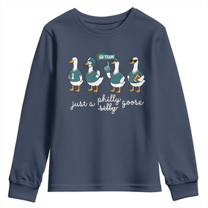 Funny Just A Silly Goose Football Youth Sweatshirt PFE Sport Lover Game Day TS11 Navy Print Your Wear