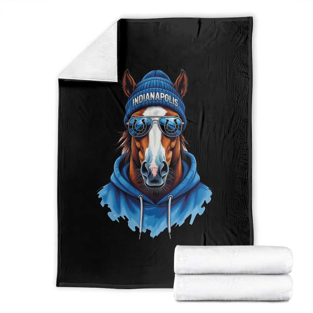 Indianapolis Fan Throw Blanket Blue Horse Sports Lover Game Day TS11 Black Print Your Wear