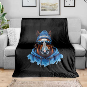 Indianapolis Fan Throw Blanket Blue Horse Sports Lover Game Day TS11 Print Your Wear