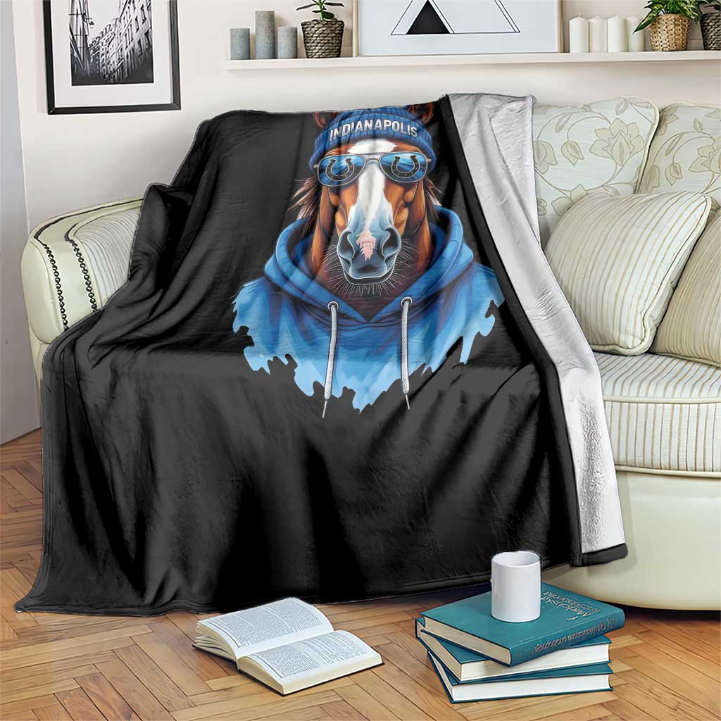 Indianapolis Fan Throw Blanket Blue Horse Sports Lover Game Day TS11 Print Your Wear