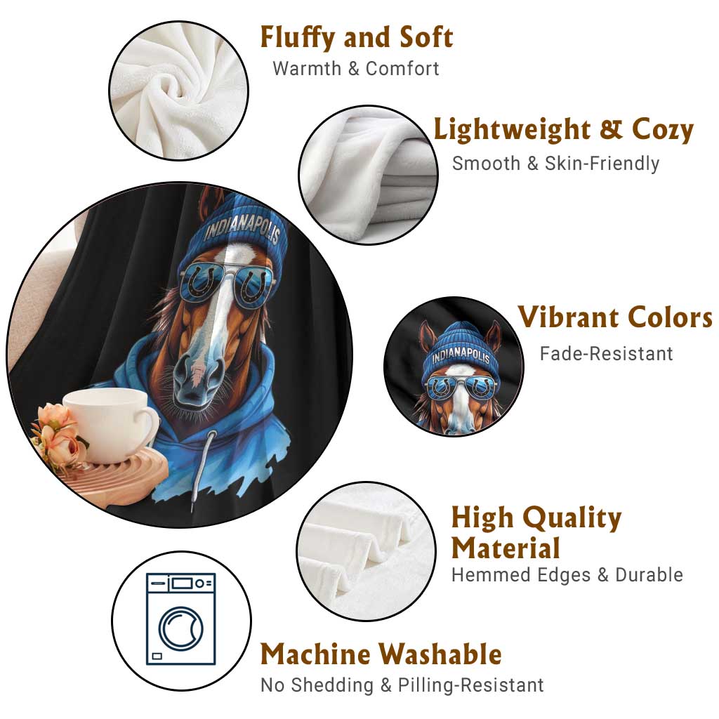 Indianapolis Fan Throw Blanket Blue Horse Sports Lover Game Day TS11 Print Your Wear