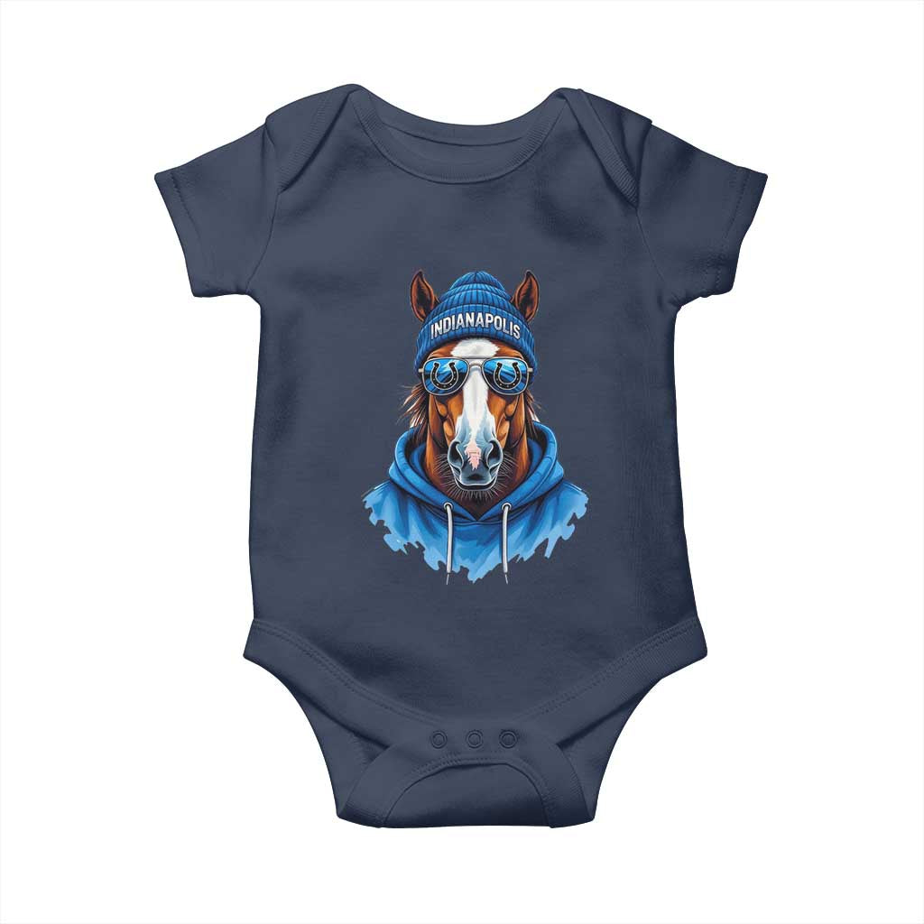 IFC Football Lover Baby Onesie Blue Equine Shoe Sport Fan Game Day TS11 Navy Print Your Wear