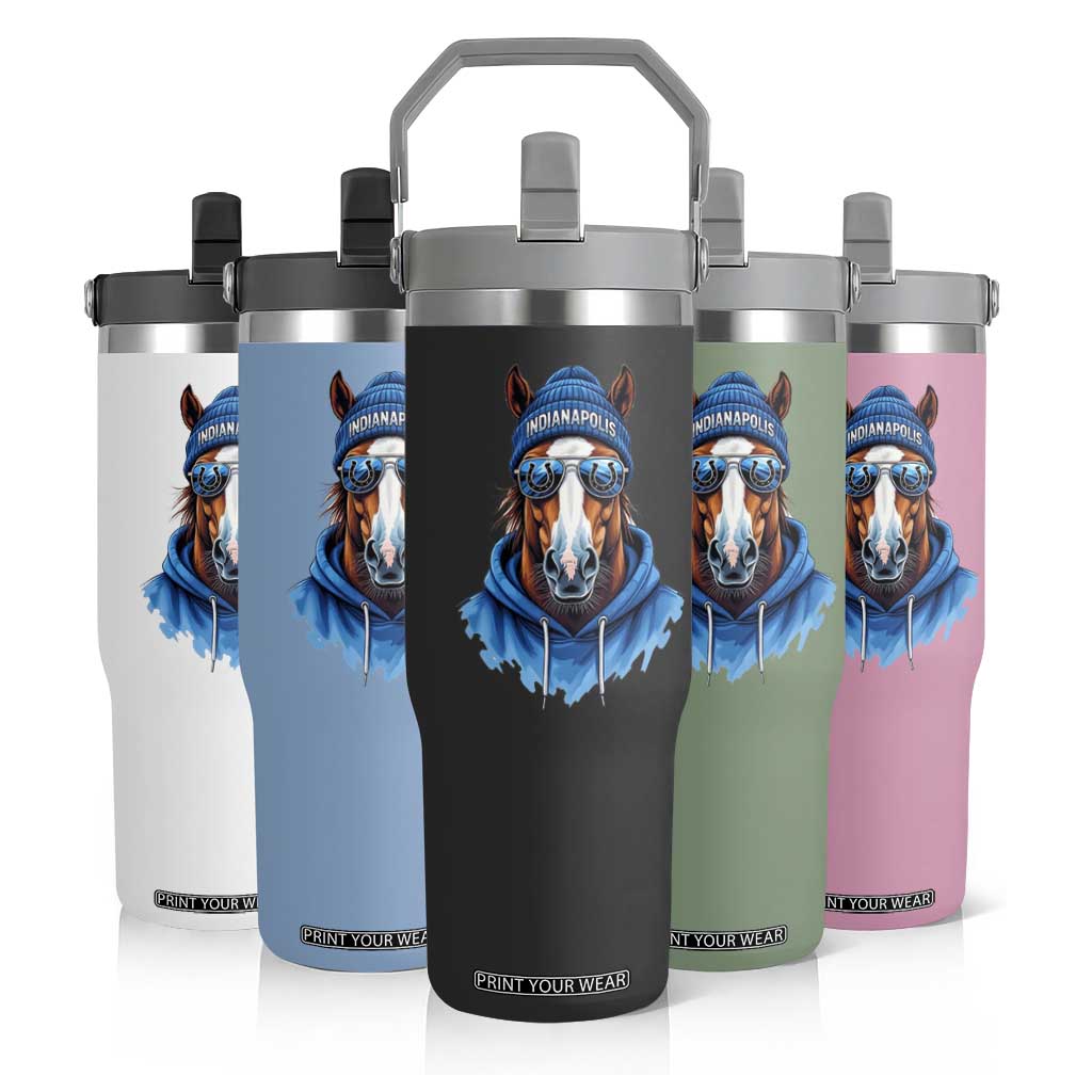 IFC Football Lover Flip Straw Tumbler Blue Equine Shoe Sport Fan Game Day TS11 Print Your Wear