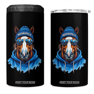 Indianapolis Fan 4 in 1 Can Cooler Tumbler Blue Horse Sports Lover Game Day TS11 One Size: 16 oz Black Print Your Wear