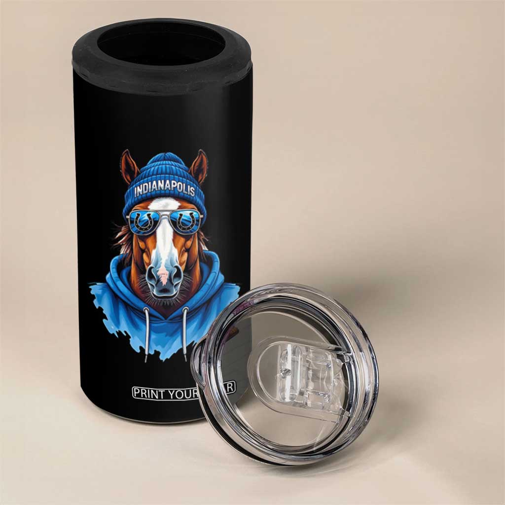 Indianapolis Fan 4 in 1 Can Cooler Tumbler Blue Horse Sports Lover Game Day TS11 Print Your Wear