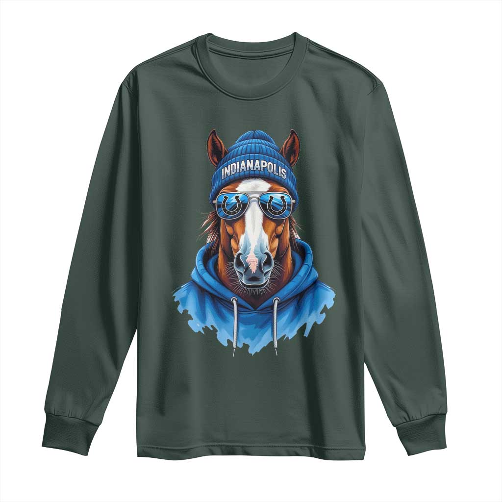 IFC Football Lover Long Sleeve Shirt Blue Equine Shoe Sport Fan Game Day TS11 Dark Forest Green Print Your Wear