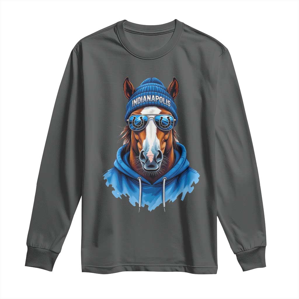IFC Football Lover Long Sleeve Shirt Blue Equine Shoe Sport Fan Game Day TS11 Dark Heather Print Your Wear
