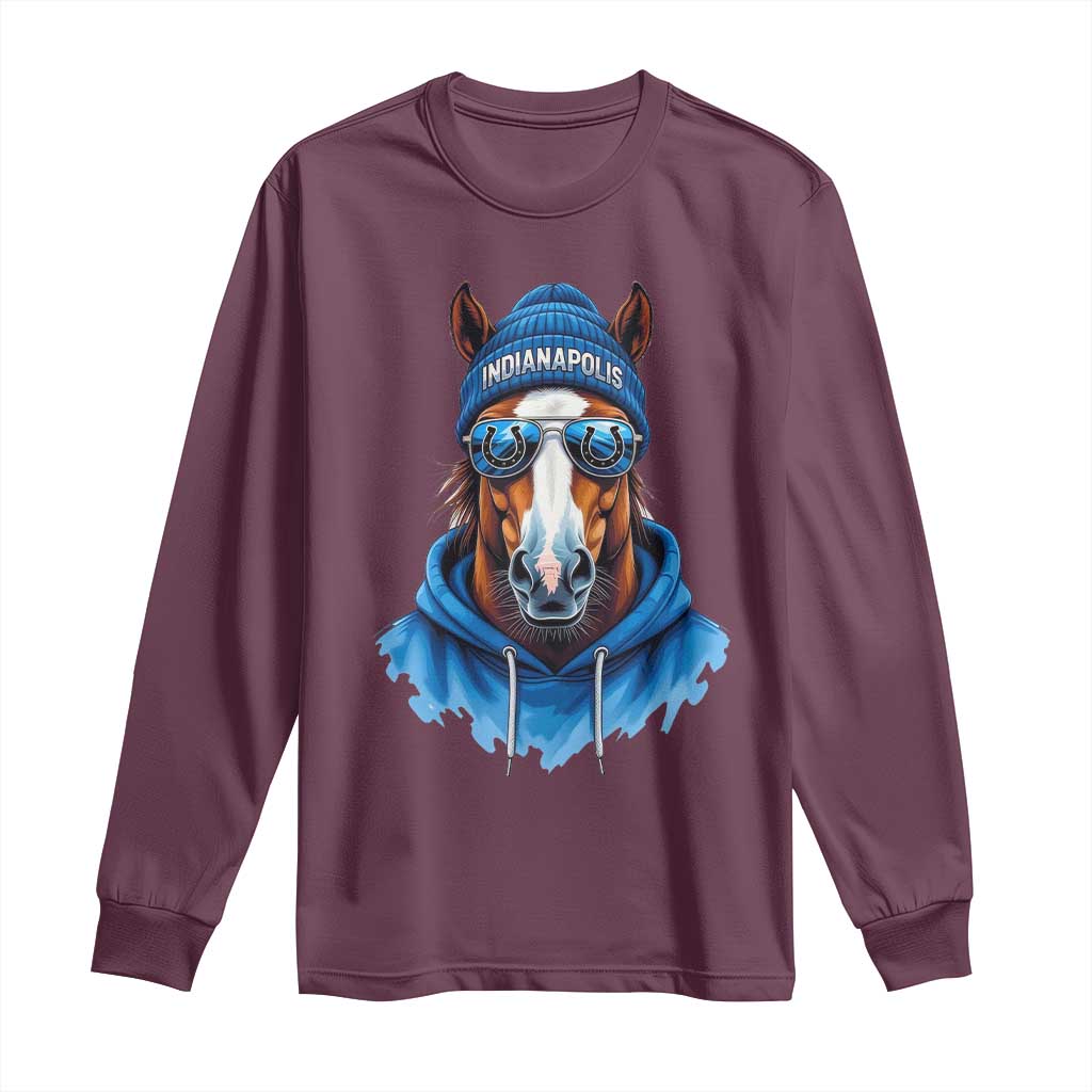 IFC Football Lover Long Sleeve Shirt Blue Equine Shoe Sport Fan Game Day TS11 Maroon Print Your Wear
