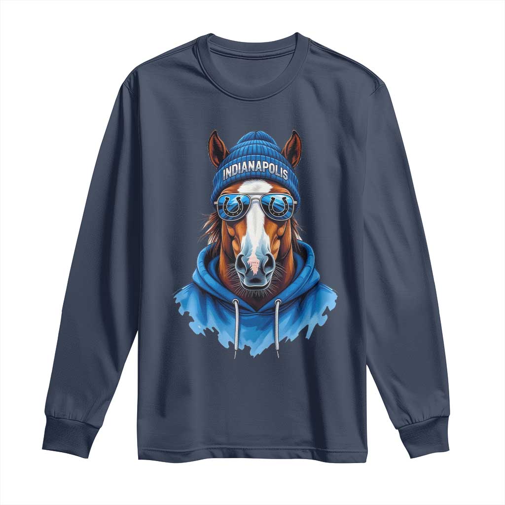 IFC Football Lover Long Sleeve Shirt Blue Equine Shoe Sport Fan Game Day TS11 Navy Print Your Wear