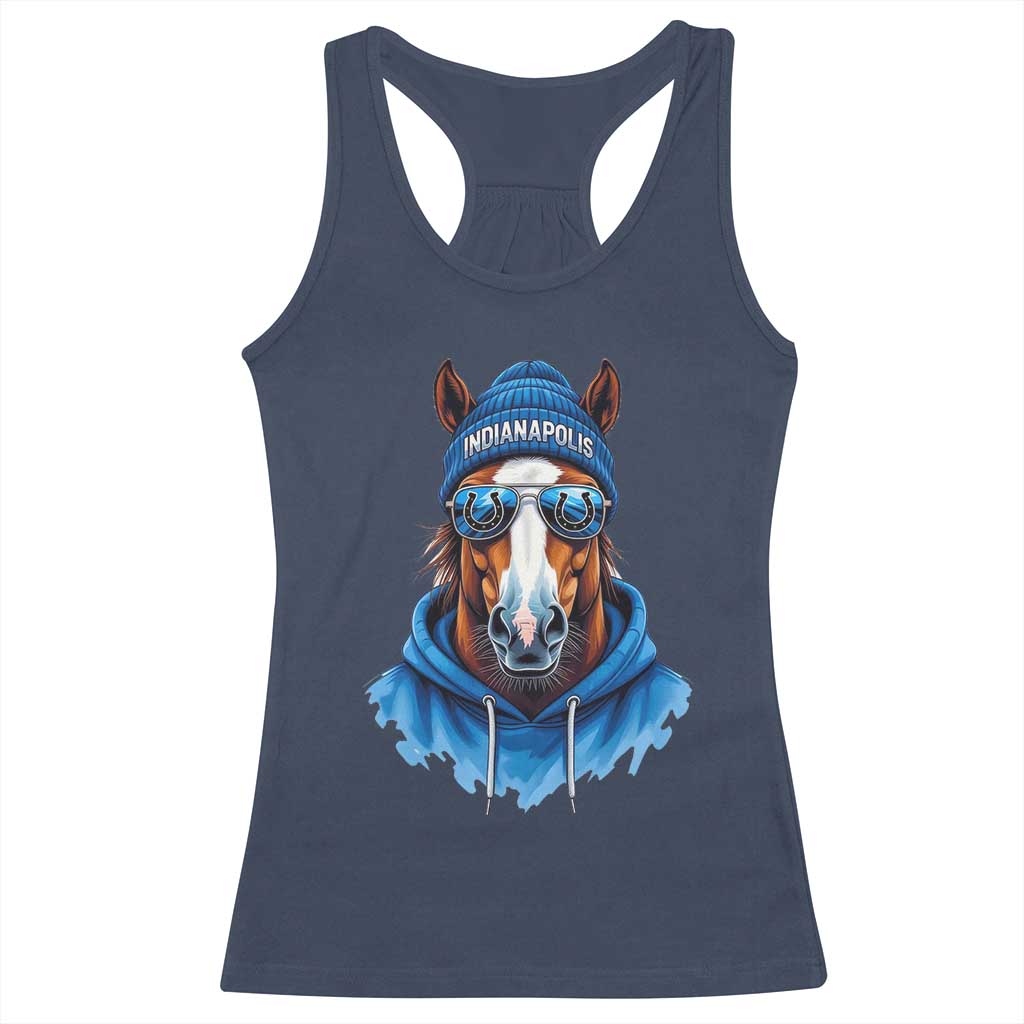 Indianapolis Fan Racerback Tank Top Blue Horse Sports Lover Game Day TS11 Navy Print Your Wear