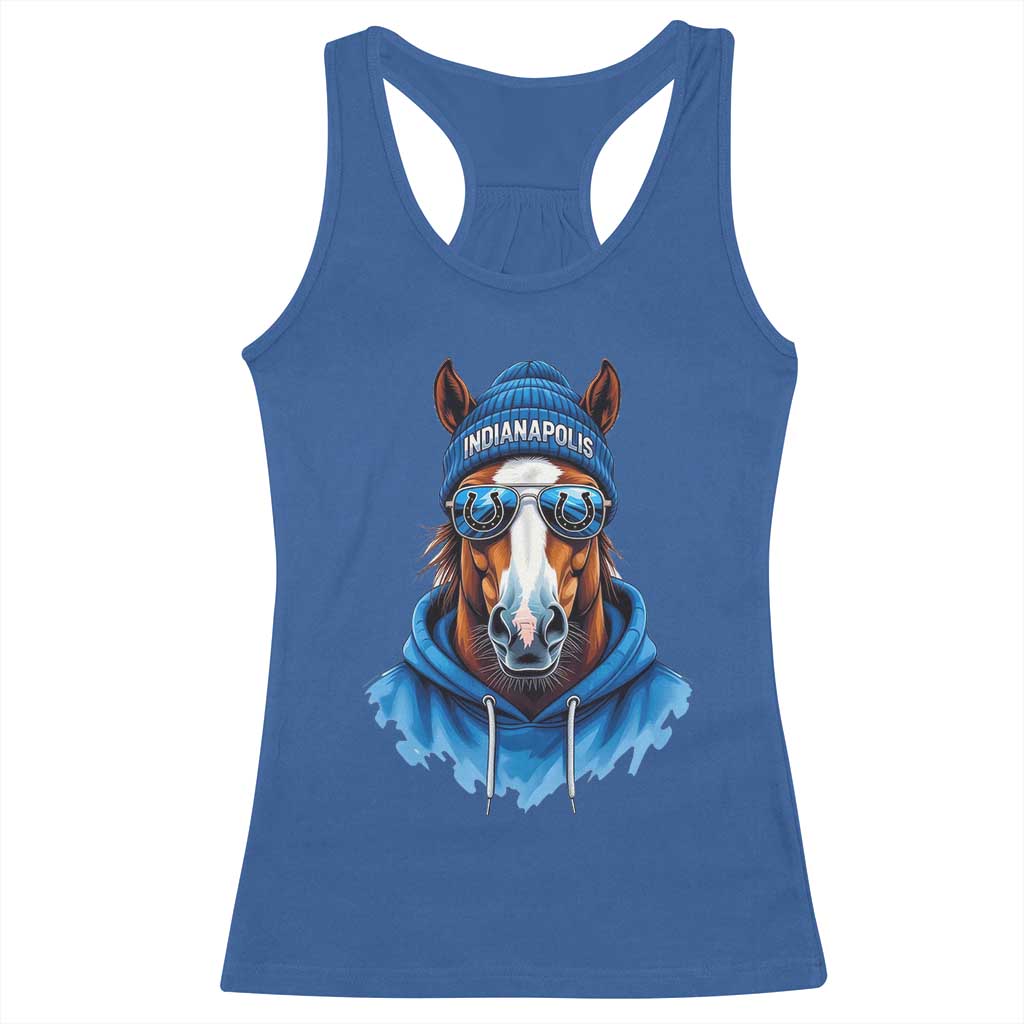 Indianapolis Fan Racerback Tank Top Blue Horse Sports Lover Game Day TS11 Royal Blue Print Your Wear