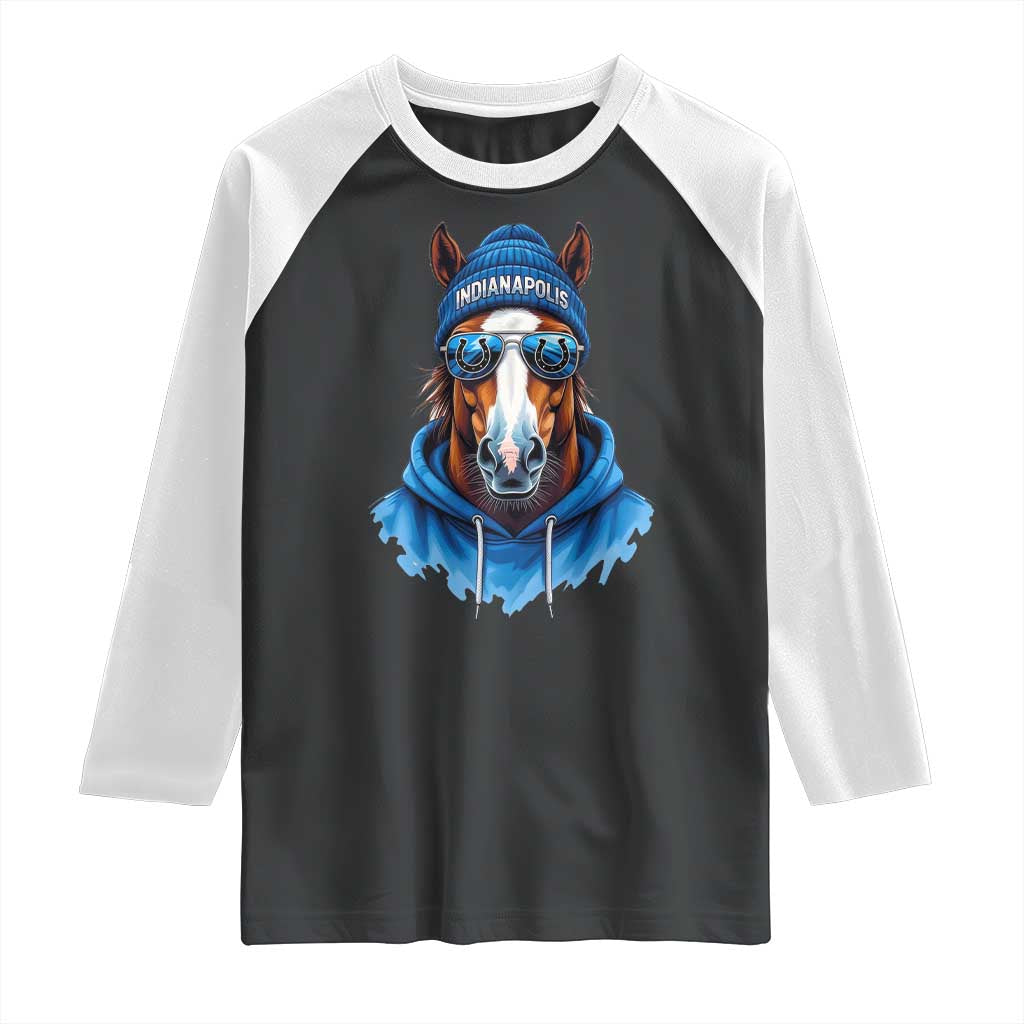 IFC Football Lover Raglan Shirt Blue Equine Shoe Sport Fan Game Day TS11 Black White Print Your Wear
