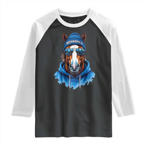 IFC Football Lover Raglan Shirt Blue Equine Shoe Sport Fan Game Day TS11 Black White Print Your Wear