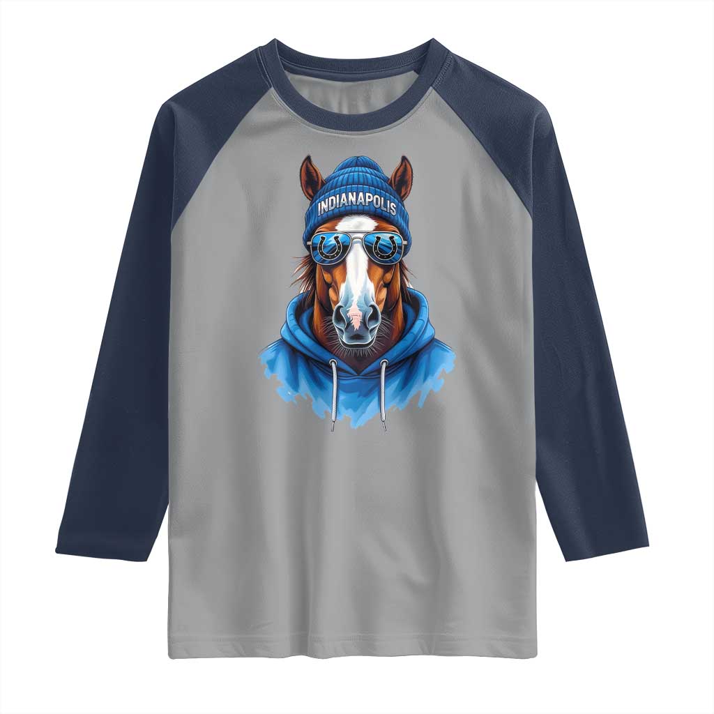 IFC Football Lover Raglan Shirt Blue Equine Shoe Sport Fan Game Day TS11 Sport Gray Navy Print Your Wear