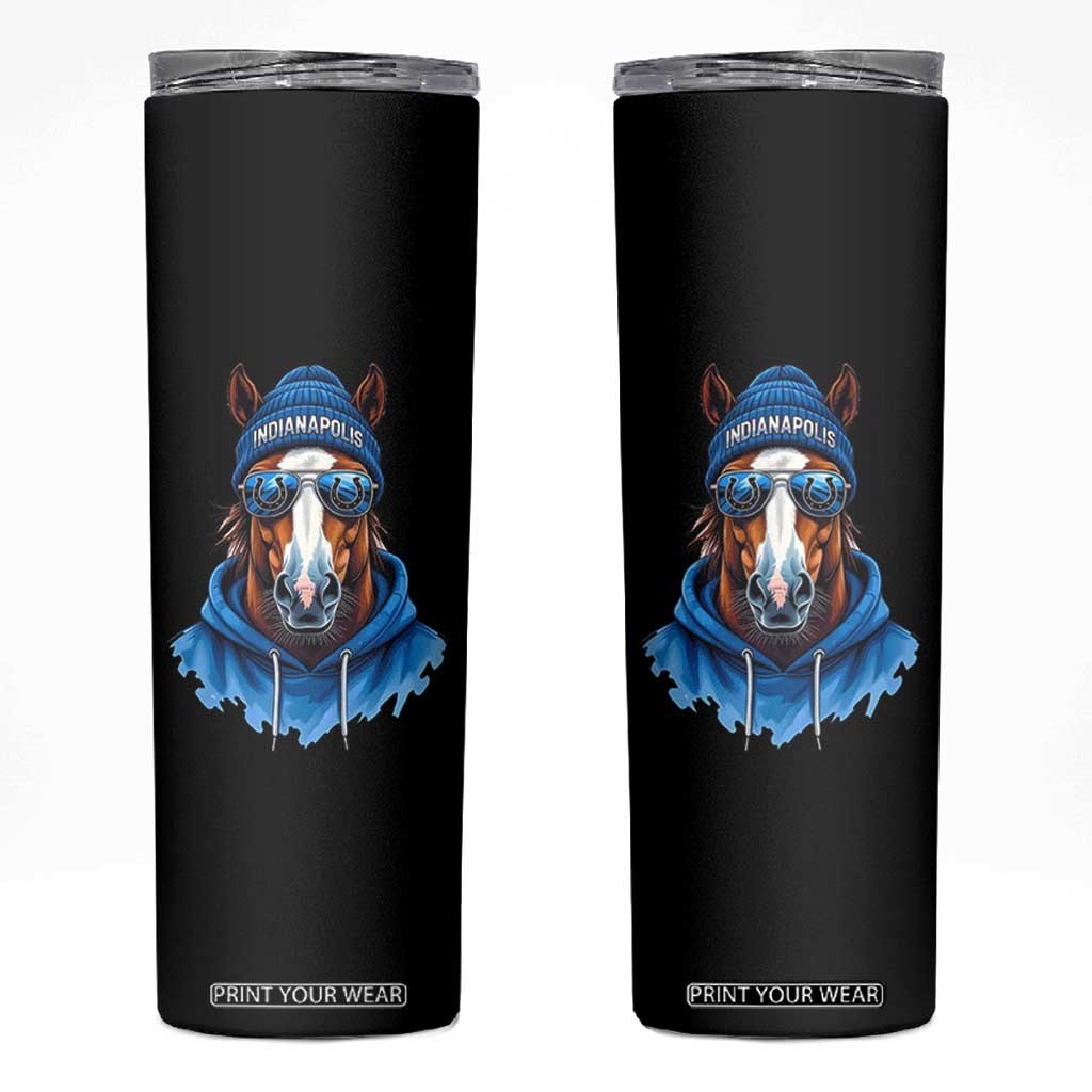 Indianapolis Fan Skinny Tumbler Blue Horse Sports Lover Game Day TS11 Black Print Your Wear