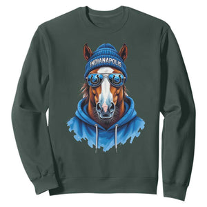 Indianapolis Fan Sweatshirt Blue Horse Sports Lover Game Day TS11 Dark Forest Green Print Your Wear
