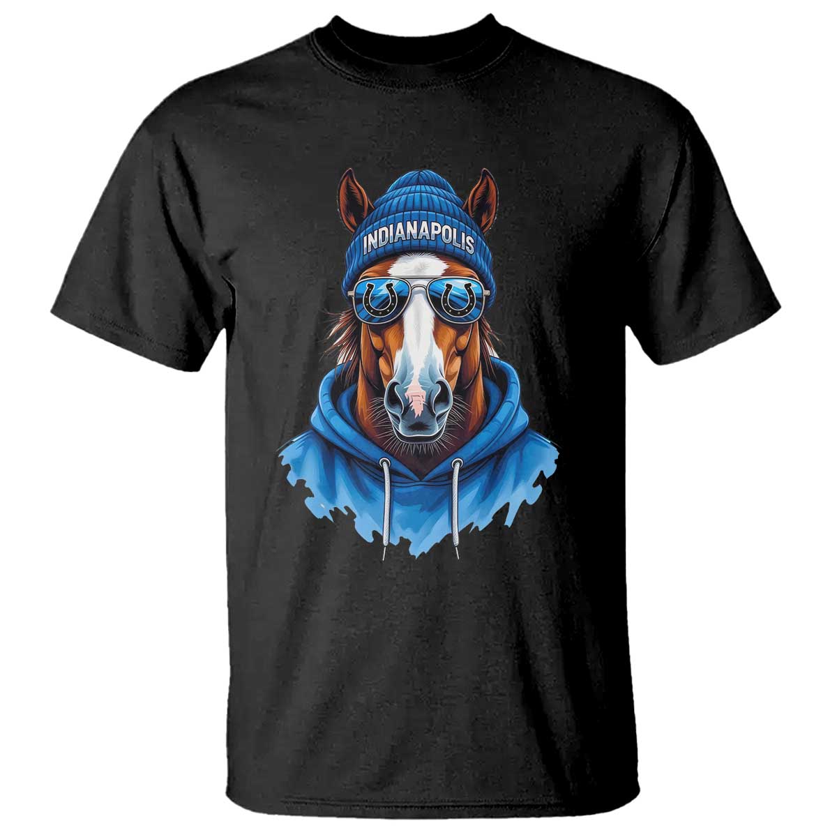 Indianapolis Fan T Shirt Blue Horse Sports Lover Game Day TS11 Black Print Your Wear