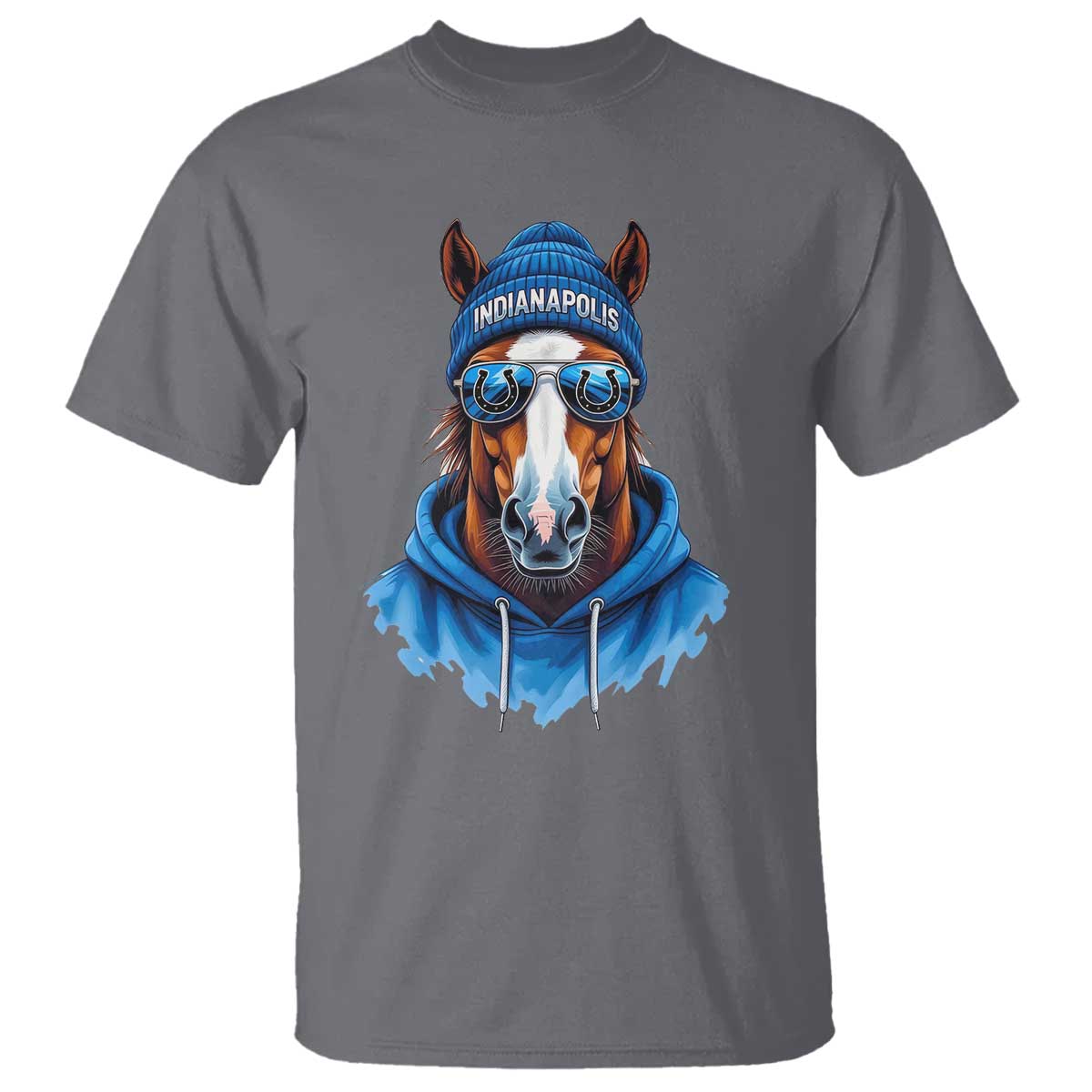 Indianapolis Fan T Shirt Blue Horse Sports Lover Game Day TS11 Charcoal Print Your Wear