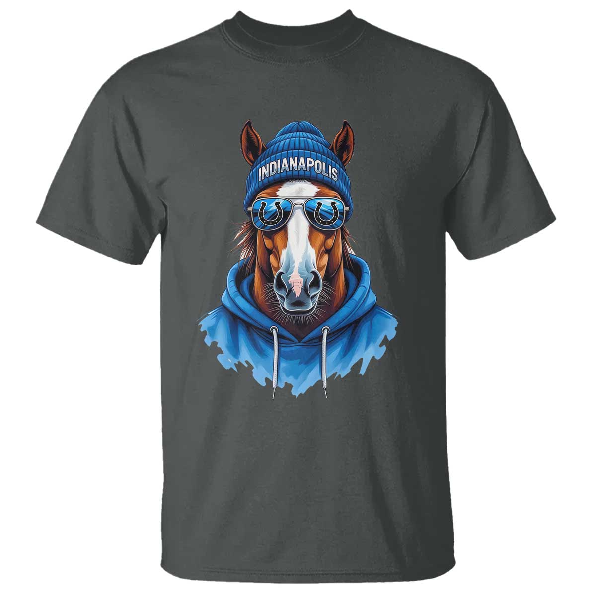 IFC Football Lover T Shirt Blue Equine Shoe Sport Fan Game Day TS11 Dark Heather Print Your Wear