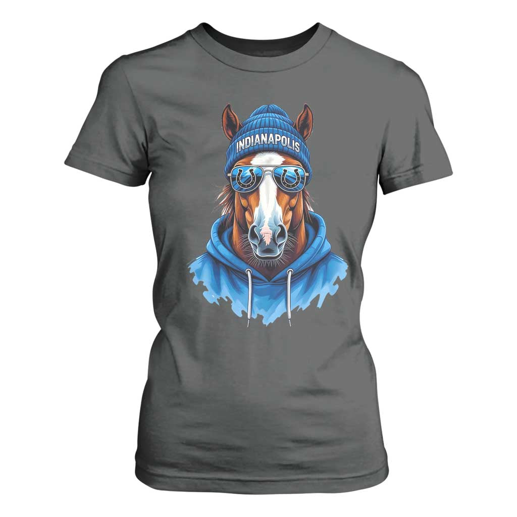 Indianapolis Fan T Shirt For Women Blue Horse Sports Lover Game Day TS11 Dark Heather Print Your Wear