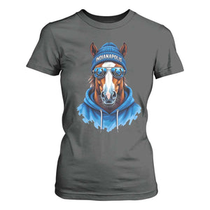 Indianapolis Fan T Shirt For Women Blue Horse Sports Lover Game Day TS11 Dark Heather Print Your Wear