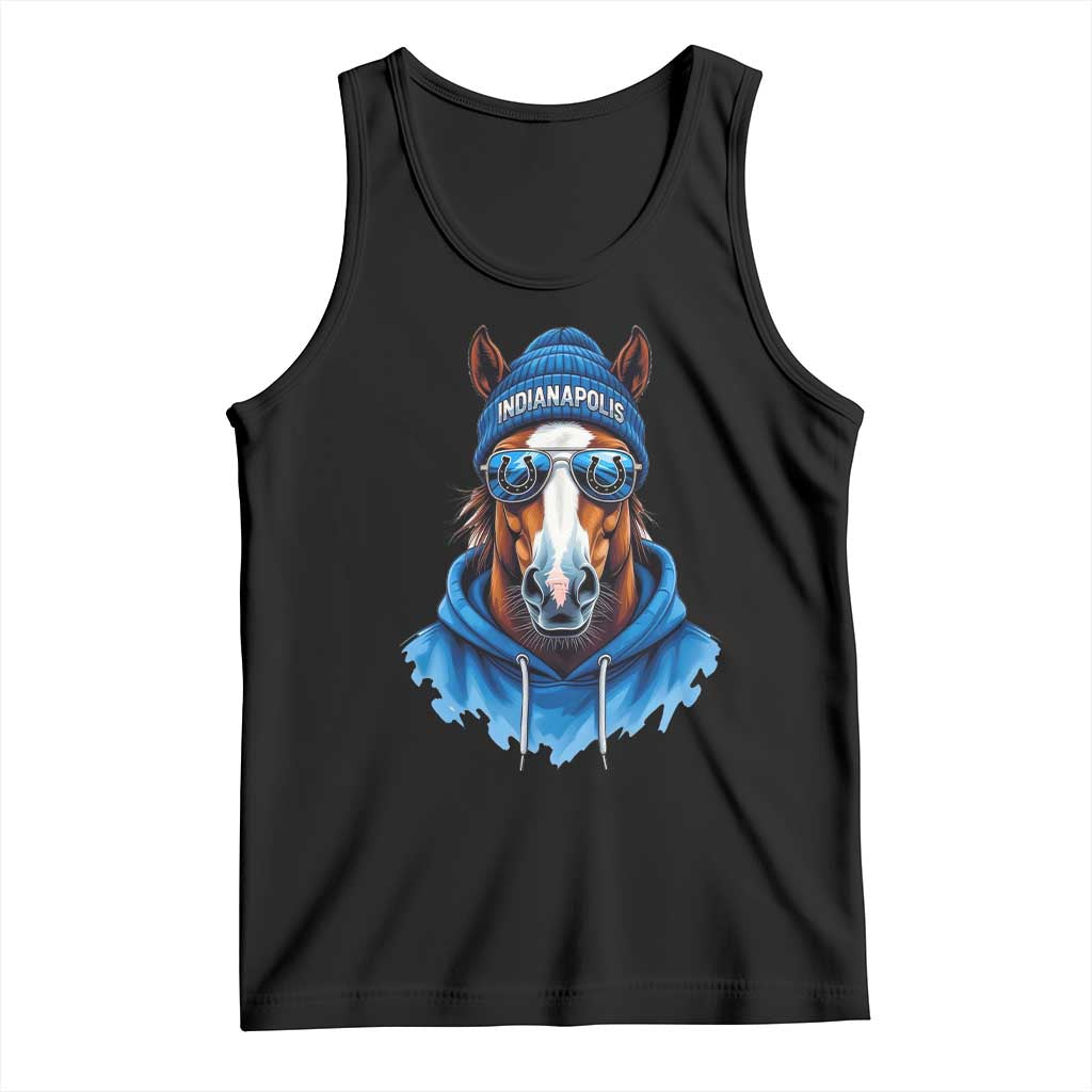 Indianapolis Fan Tank Top Blue Horse Sports Lover Game Day TS11 Black Print Your Wear
