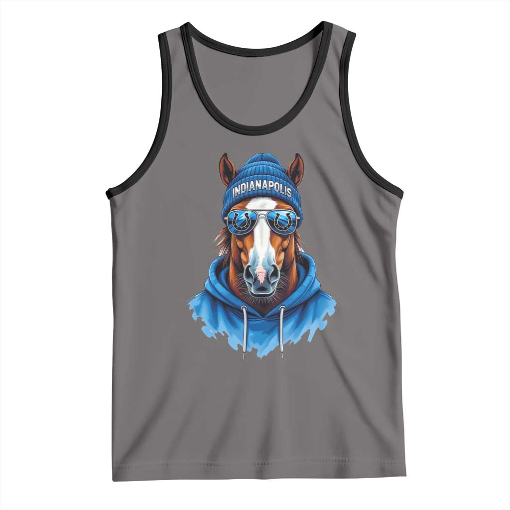IFC Football Lover Tank Top Blue Equine Shoe Sport Fan Game Day TS11 Deep Heather Black Print Your Wear