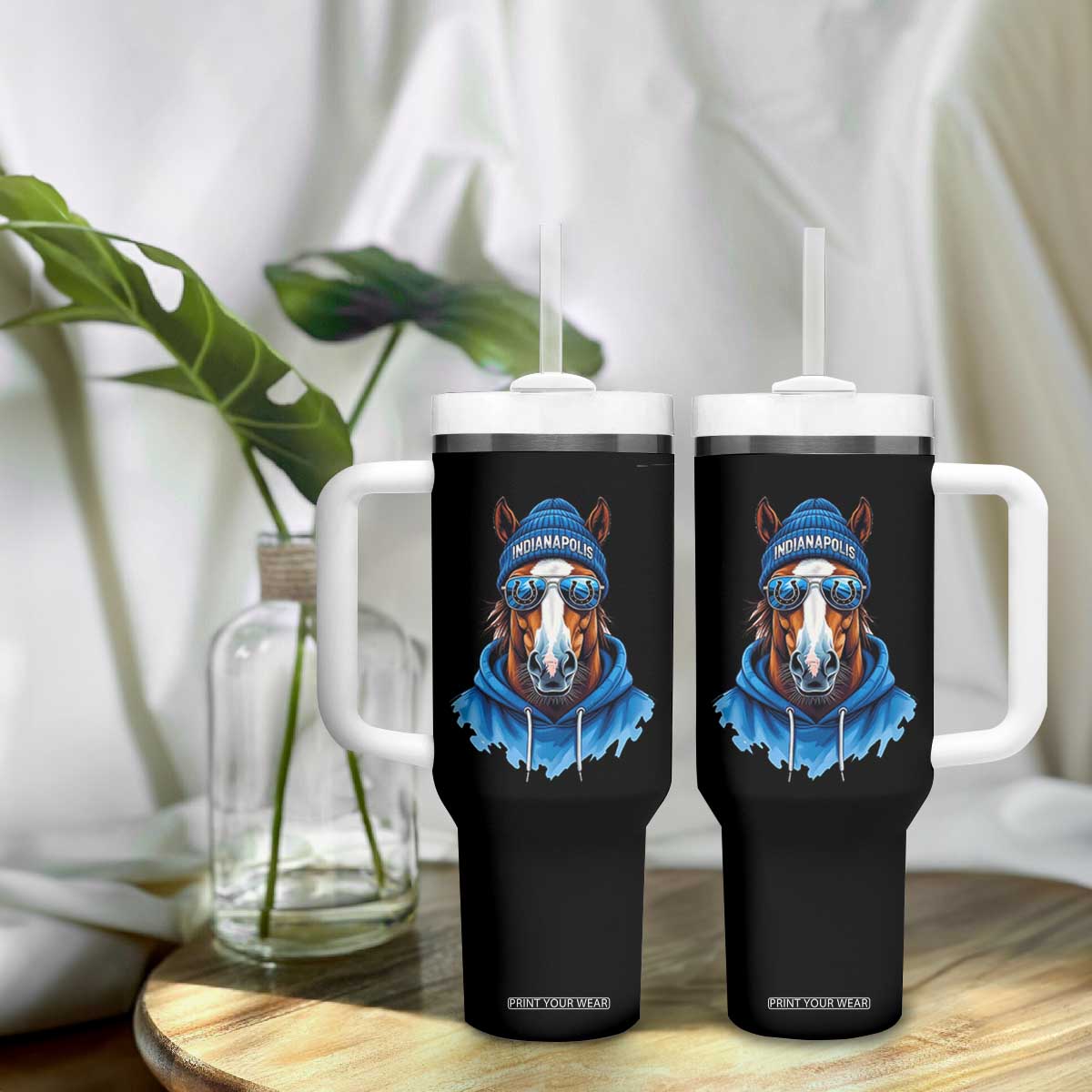 IFC Football Lover Tumbler With Handle Blue Equine Shoe Sport Fan Game Day TS11 Print Your Wear