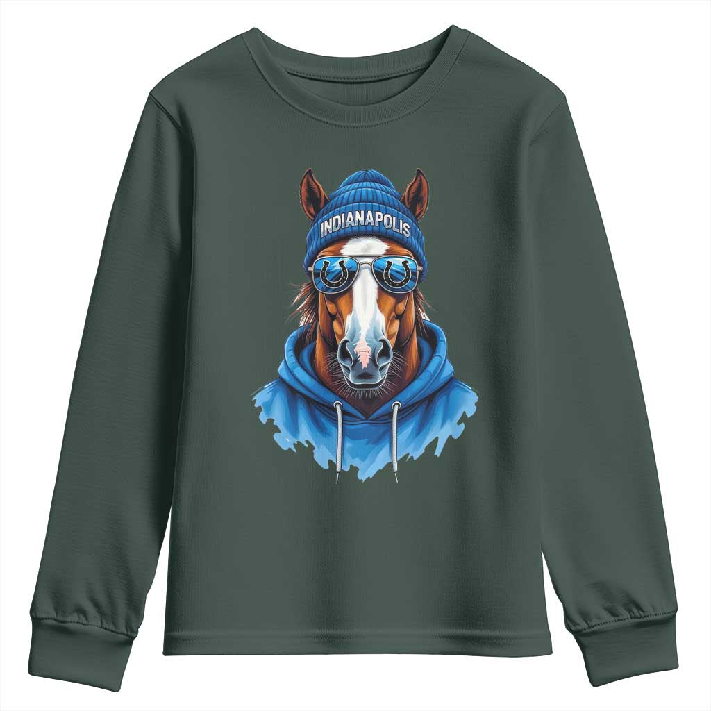 IFC Football Lover Youth Sweatshirt Blue Equine Shoe Sport Fan Game Day TS11 Dark Forest Green Print Your Wear
