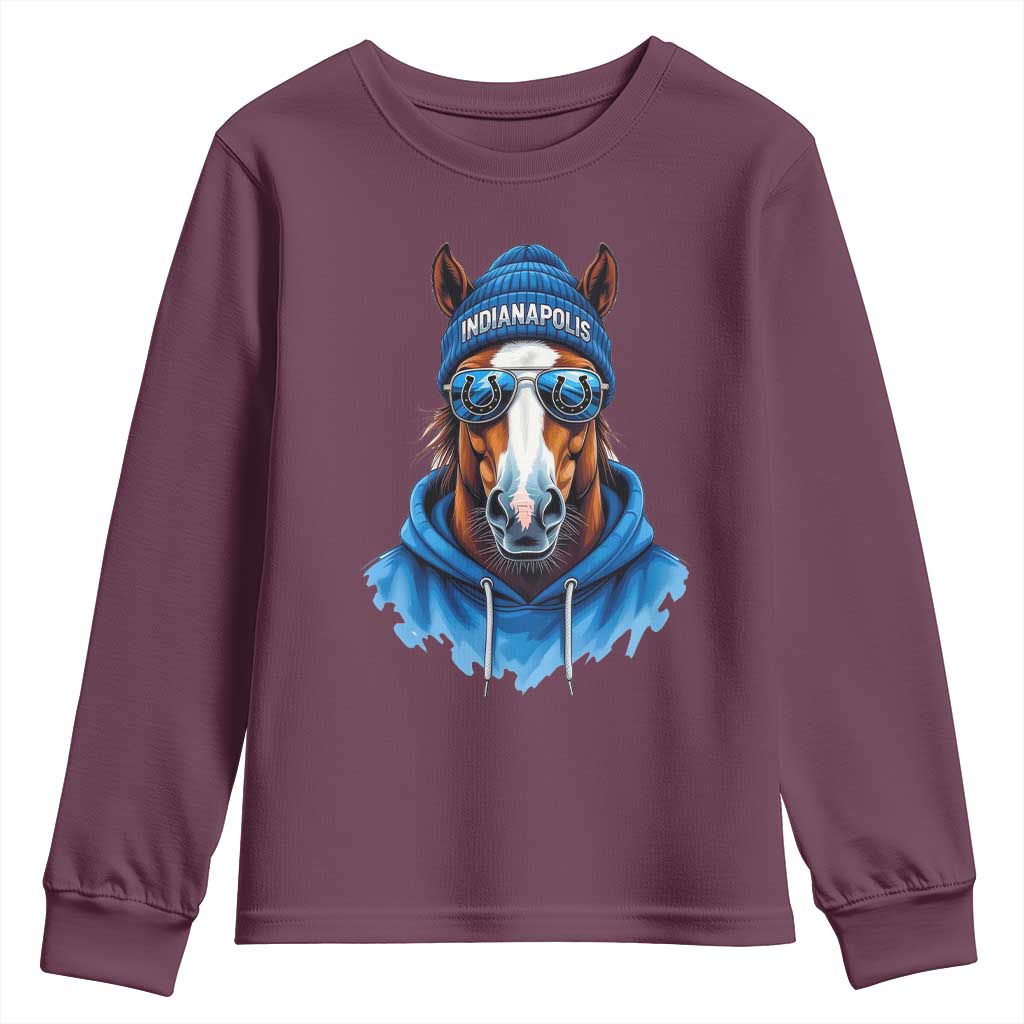 IFC Football Lover Youth Sweatshirt Blue Equine Shoe Sport Fan Game Day TS11 Maroon Print Your Wear