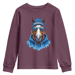 IFC Football Lover Youth Sweatshirt Blue Equine Shoe Sport Fan Game Day TS11 Maroon Print Your Wear