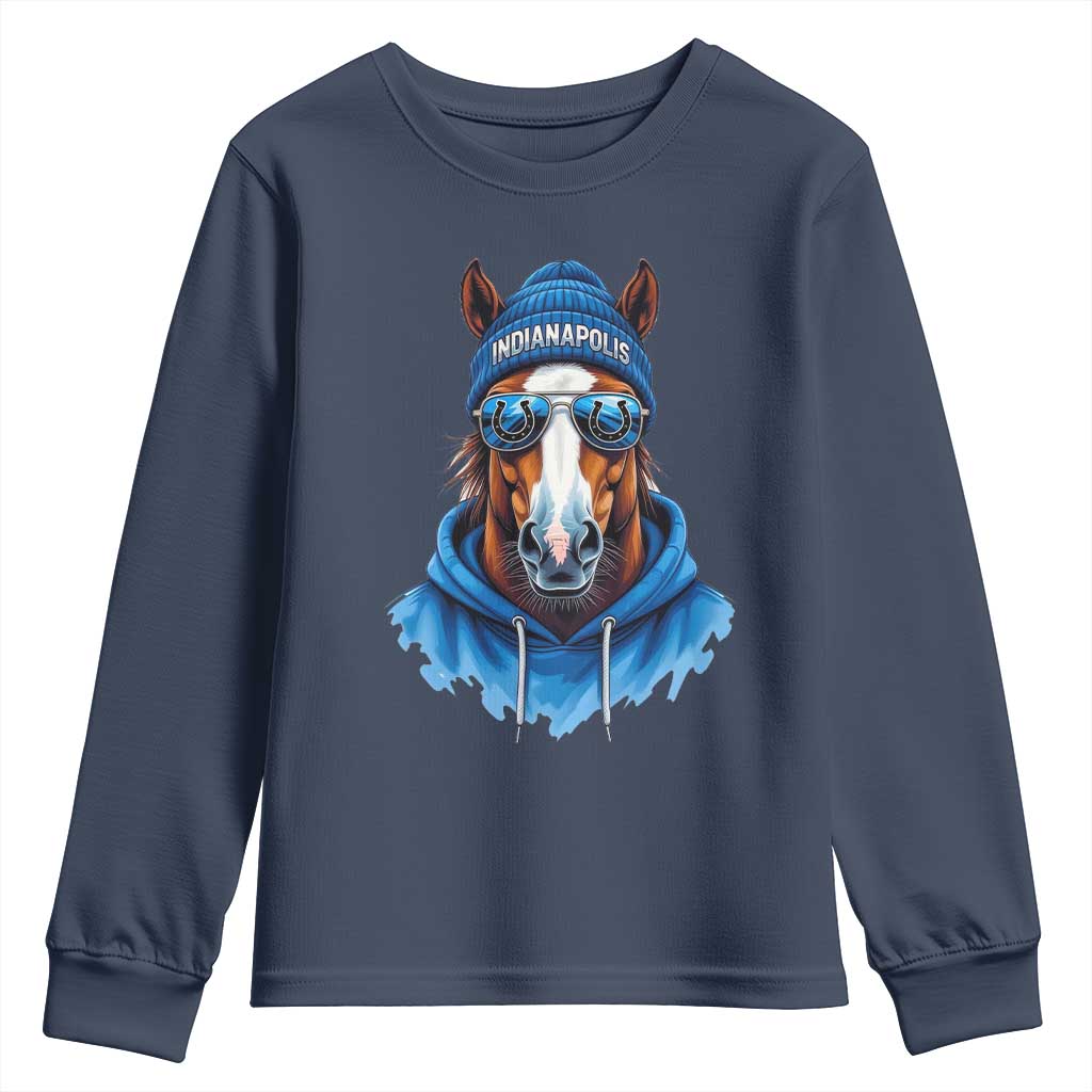 IFC Football Lover Youth Sweatshirt Blue Equine Shoe Sport Fan Game Day TS11 Navy Print Your Wear
