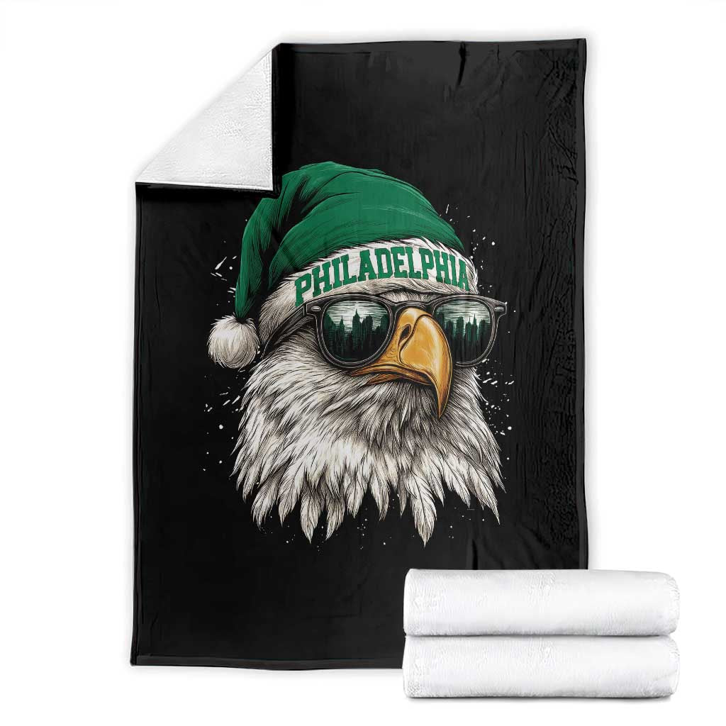 Christmas Football Lover Throw Blanket Funny Green Santa PFE City Silhouette TS11 Black Print Your Wear