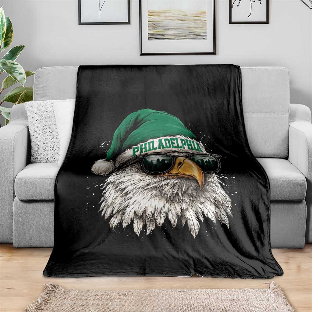 Christmas Football Lover Throw Blanket Funny Green Santa PFE City Silhouette TS11 Print Your Wear