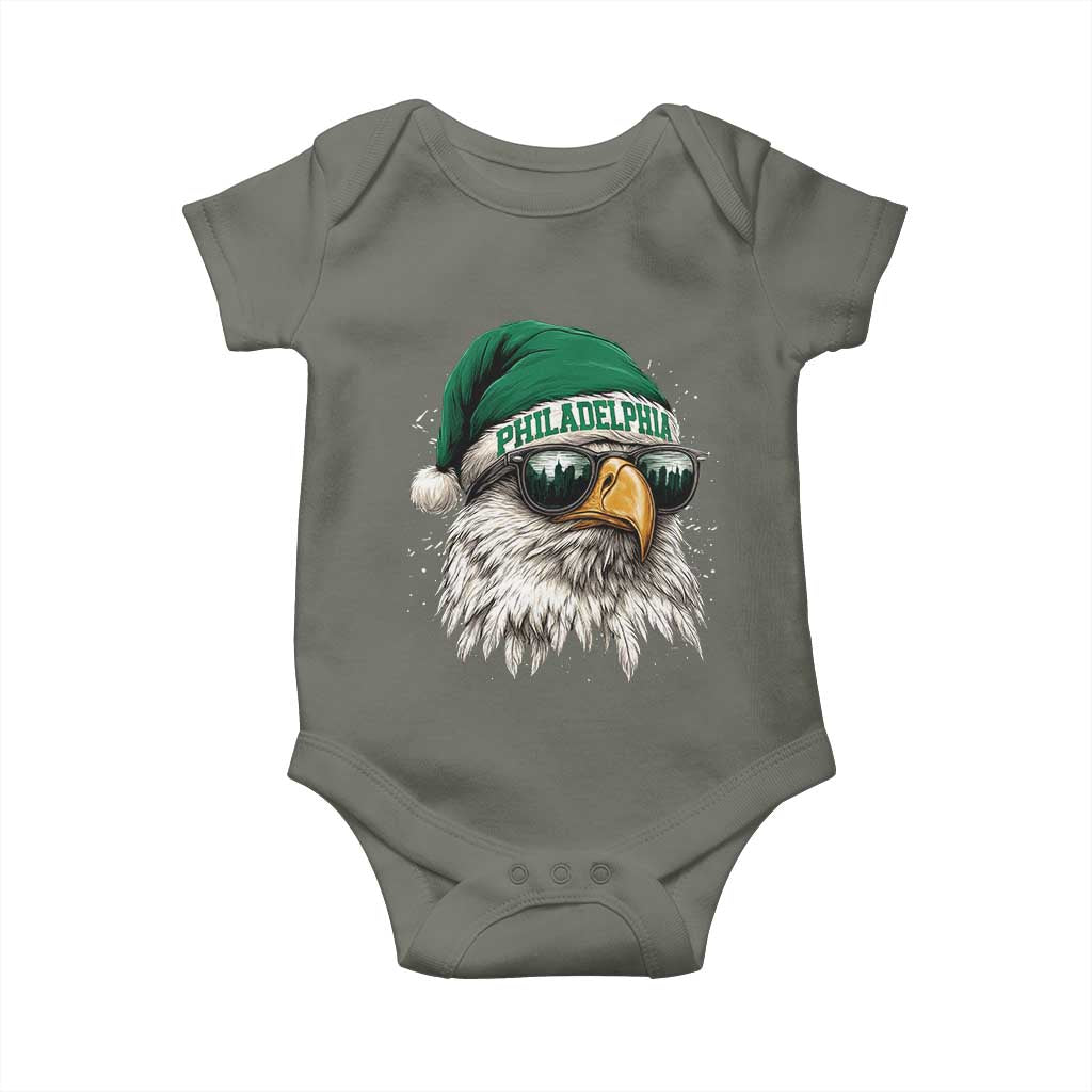 Christmas Football Lover Baby Onesie Funny Green Santa PFE City Silhouette TS11 Military Green Print Your Wear