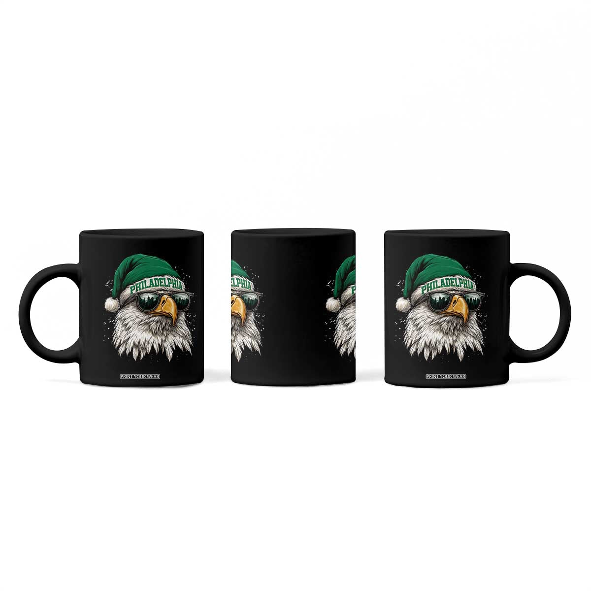 Christmas Football Lover Coffee Mug Funny Green Santa PFE City Silhouette TS11 Print Your Wear