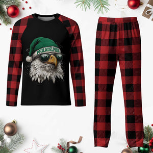 Christmas Football Lover Plaid Pajama Set Funny Green Santa PFE City Silhouette TS11 Buffalo Plaid Print Your Wear