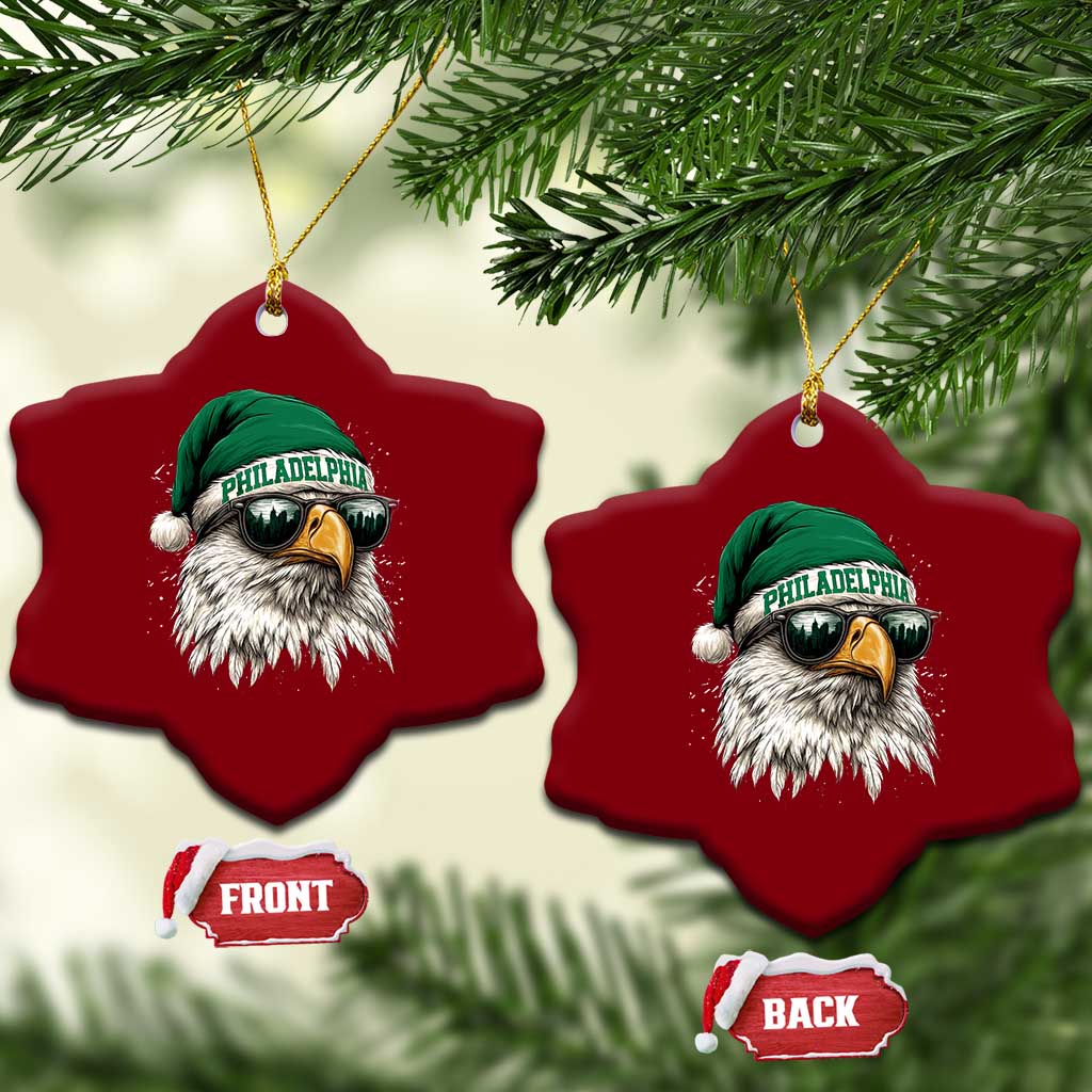 Christmas Football Lover Ceramic Ornament Funny Green Santa PFE City Silhouette TS11 Print Your Wear