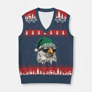 Xmas Philadelphia Fan V-Neck Knit Sweater Vest Funny Santa Eagles Sport Philly Fan TS11 Navy Red Print Your Wear