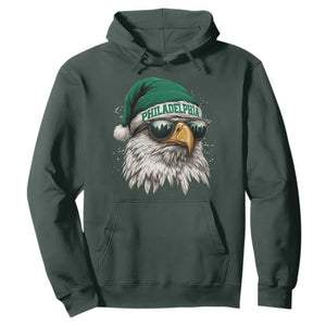 Christmas Football Lover Hoodie Funny Green Santa PFE City Silhouette TS11 Dark Forest Green Print Your Wear