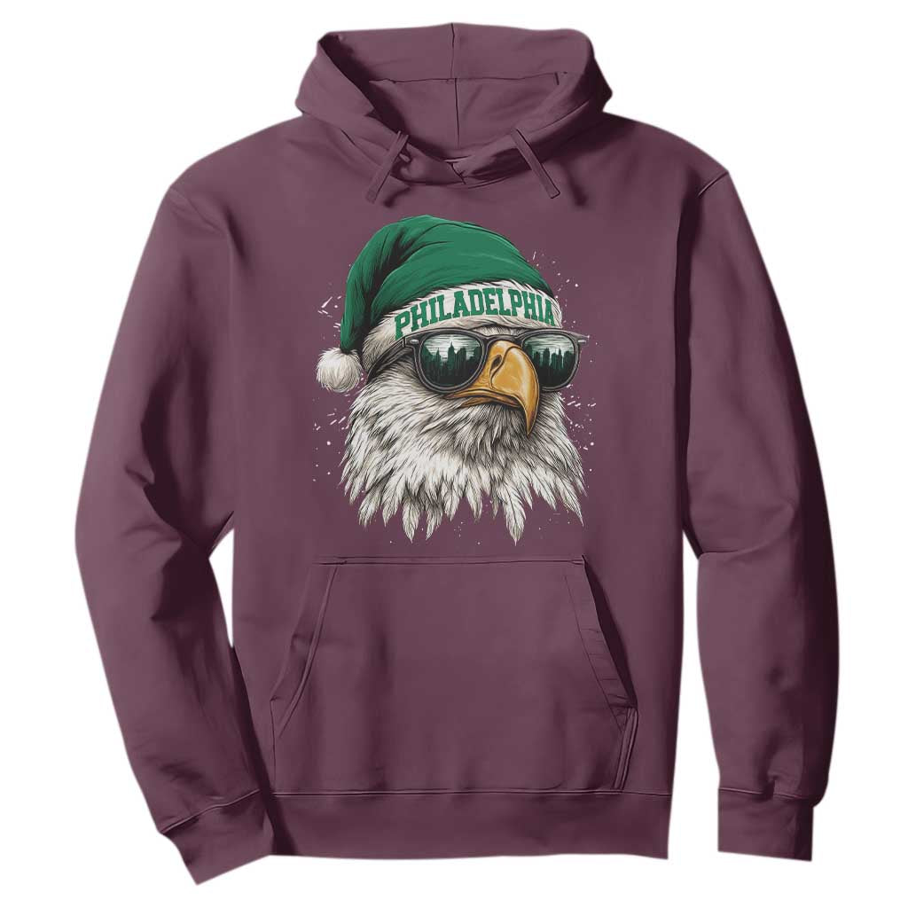 Christmas Football Lover Hoodie Funny Green Santa PFE City Silhouette TS11 Maroon Print Your Wear