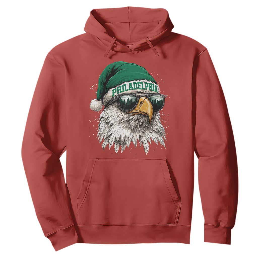 Christmas Football Lover Hoodie Funny Green Santa PFE City Silhouette TS11 Red Print Your Wear