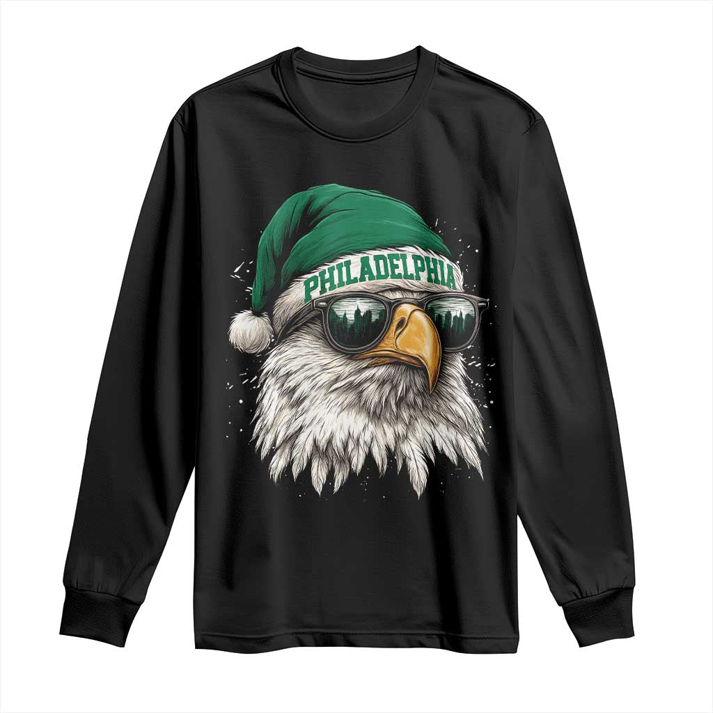 Christmas Philadelphia Fan Long Sleeve Shirt Funny Santa Eagles Sport Philly Fan TS11 Black Print Your Wear