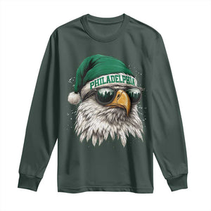 Christmas Philadelphia Fan Long Sleeve Shirt Funny Santa Eagles Sport Philly Fan TS11 Dark Forest Green Print Your Wear